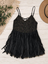 Pol - Fringe Sparkle Tank Top