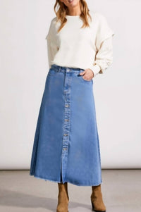 Tribal - Button Down Flowy Midi Skirt With Pockets