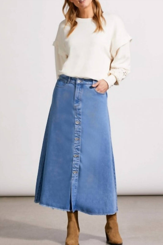 Tribal - Button Down Flowy Midi Skirt With Pockets