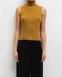 Leset - Blake Rib Sleeveless Turtleneck Top