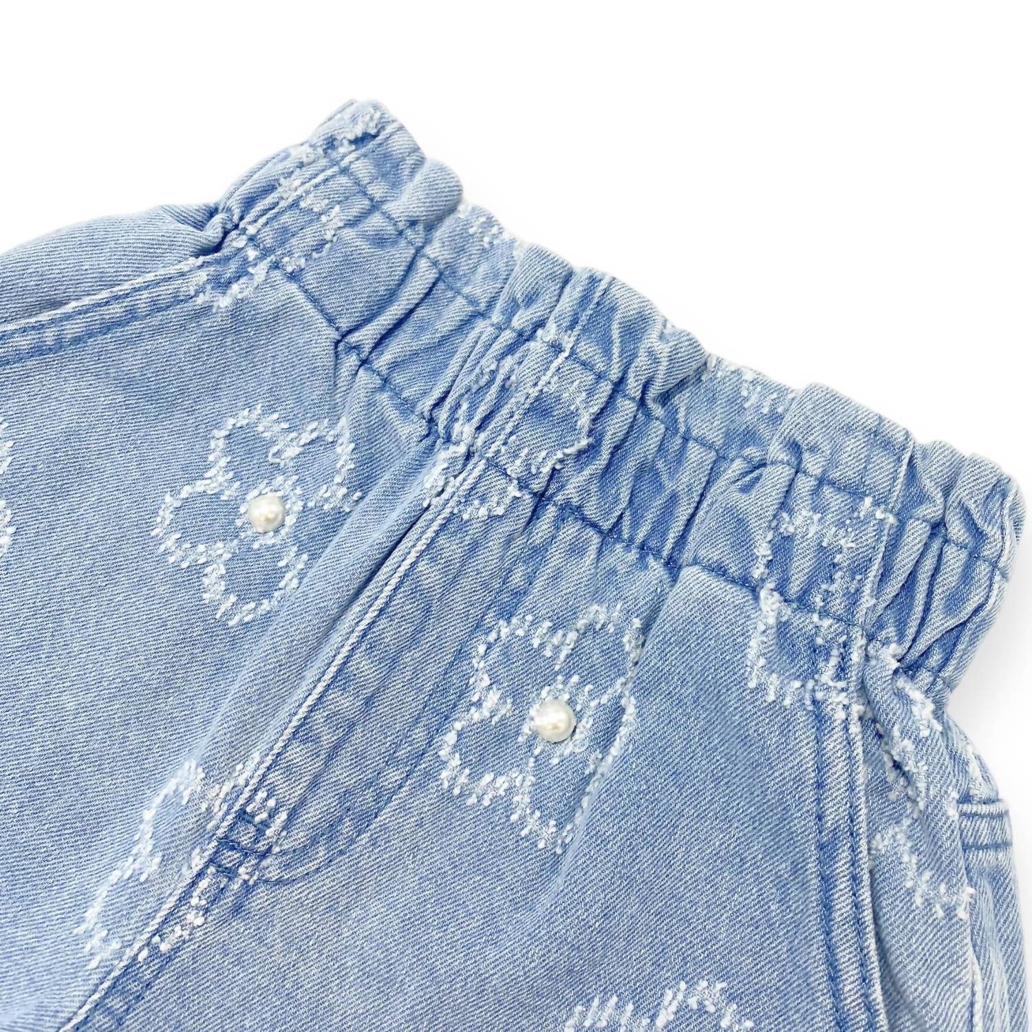 doe a dear Girl's Floral Shorts in denim - kids' shorts - view 5
