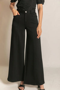 P.CILL Modal Pleated Wide Leg Trouser in black - women's pants - view 4