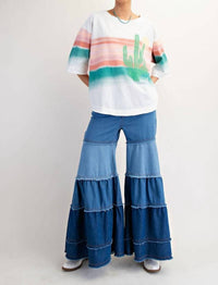 Easel - Graphic Western Soft Washed Cactus Top