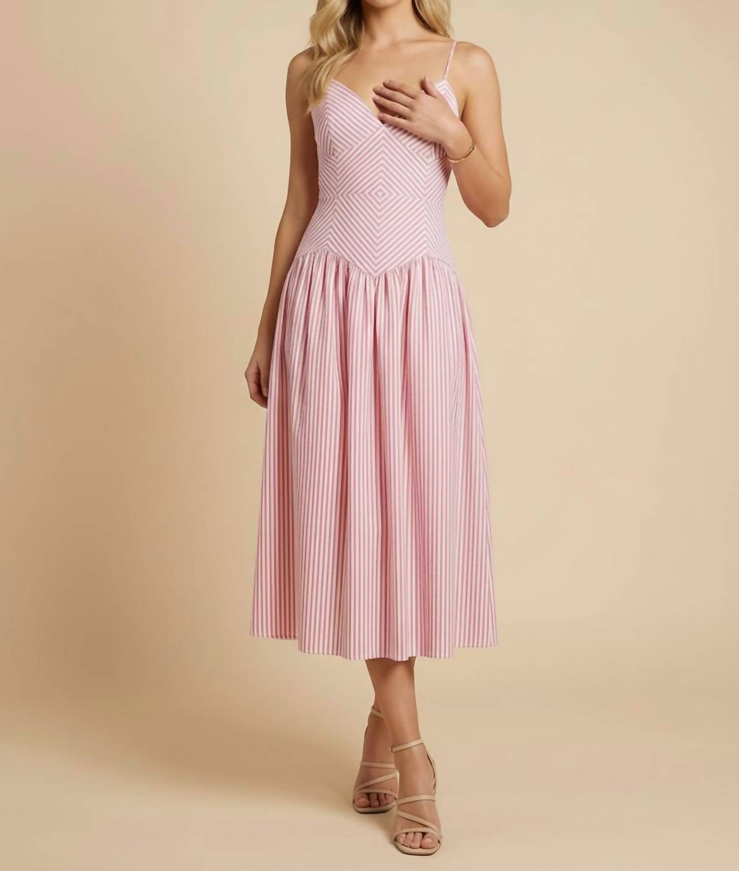 Heyson - V-neck Fit & Flare Midi Dress