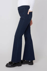 Renuar Lux Denim Flare Jeans in dark indigo - women's jeans - detail view