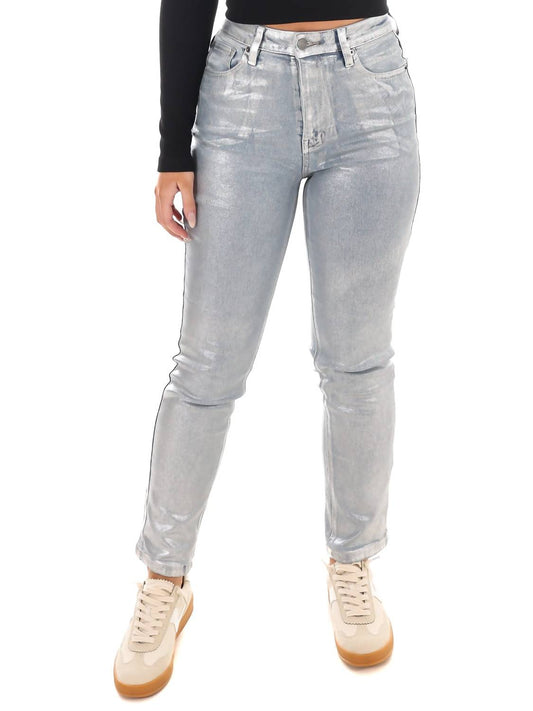 Cello - High Rise Metallic Straight Jeans