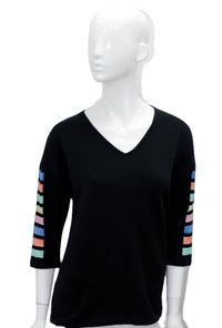 Angel - 3/4 Sleeve Stripe V Neck Top