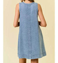 Doe And Rae - Denim V Neck Sleeveless Mini Dress
