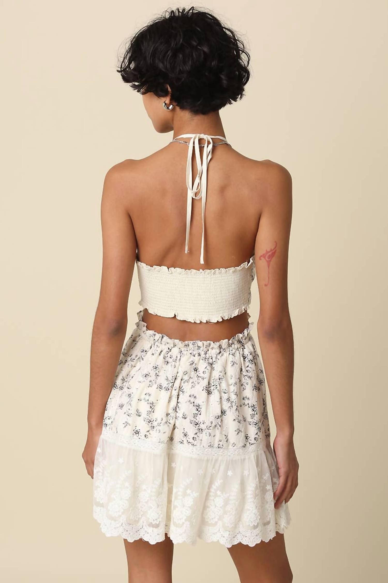 Olivaceous - Elara Halter Mini Dress