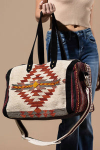 Urbanista - Women's Handwoven Navajo Pattern Duffel Bag With Suede Straps