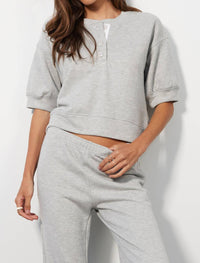 Bobi - Puff Sleeve Boxy Henley Top