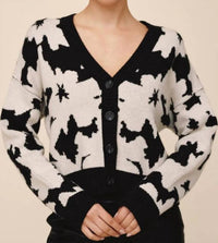 Bella Dahl Floral V Neck Cardigan - women's cardigan - detail view