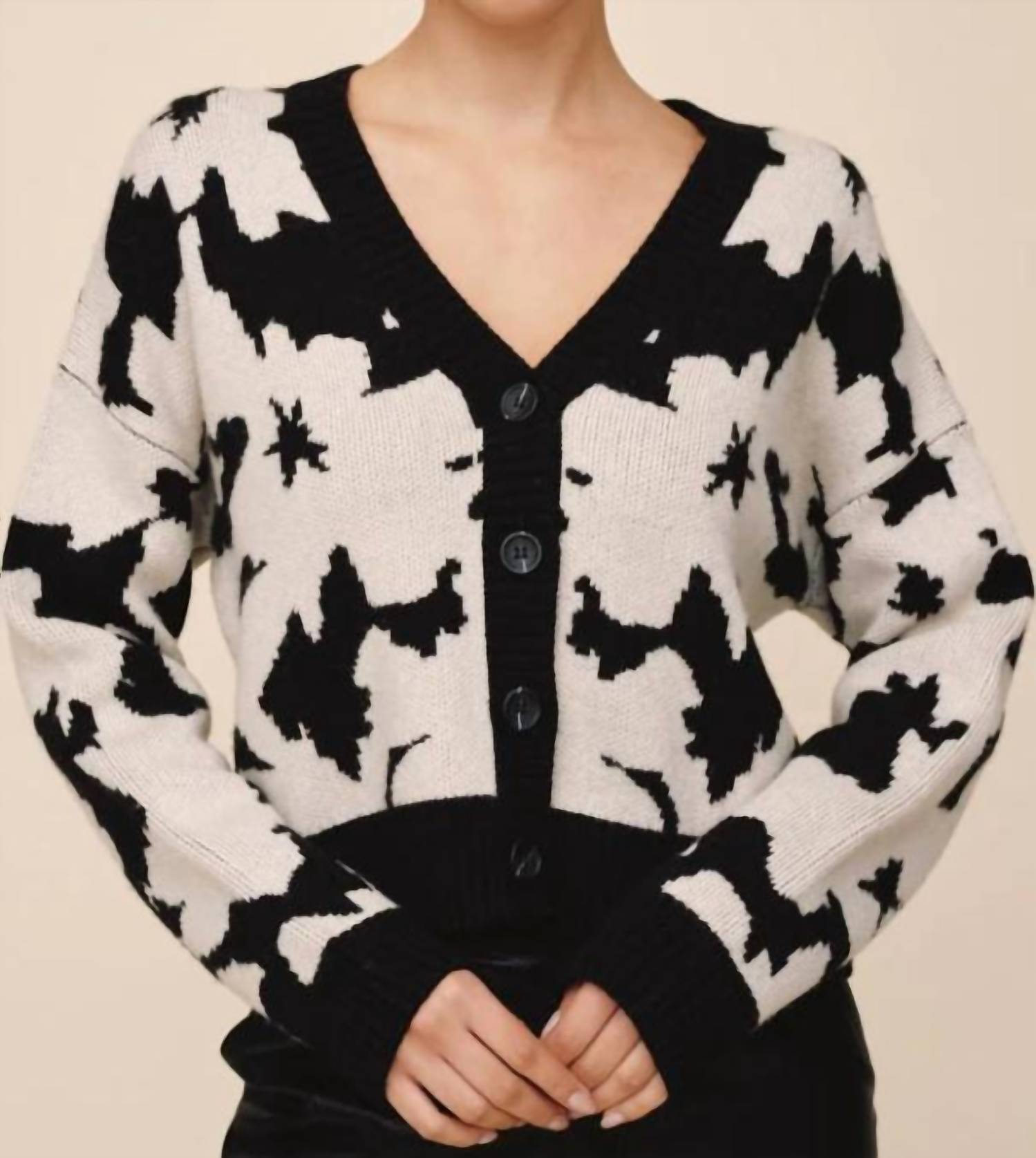 Bella Dahl Floral V Neck Cardigan - women's cardigan - detail view