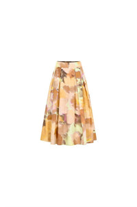 Exquise - Valentina Watercolor Print Pleated Midi Skirt