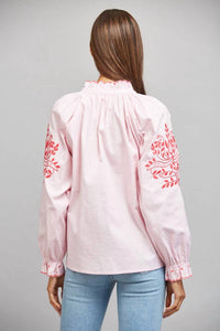 Miou Muse - Take Me There Embroidered And Pintuck Detail Top