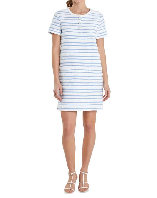 English Factory - Fringed Striped Polo Mini Dress