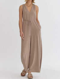 Entrousa Razor Back Jumpsuit in beige - women's pants