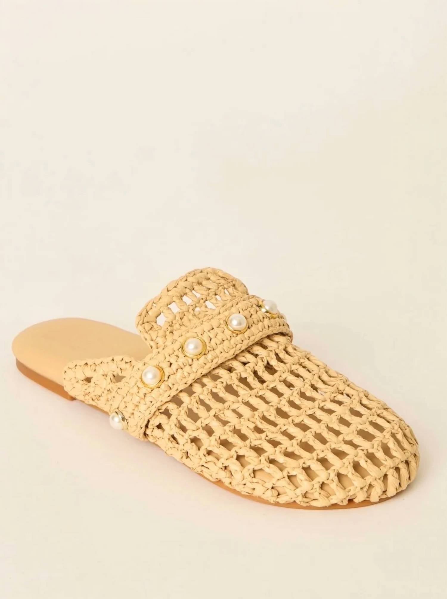 Btb Los Angeles - Women's Woven Pearl Mules