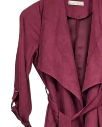 Be Cool - Chic Faux Suede Waterfall Trench Jacket