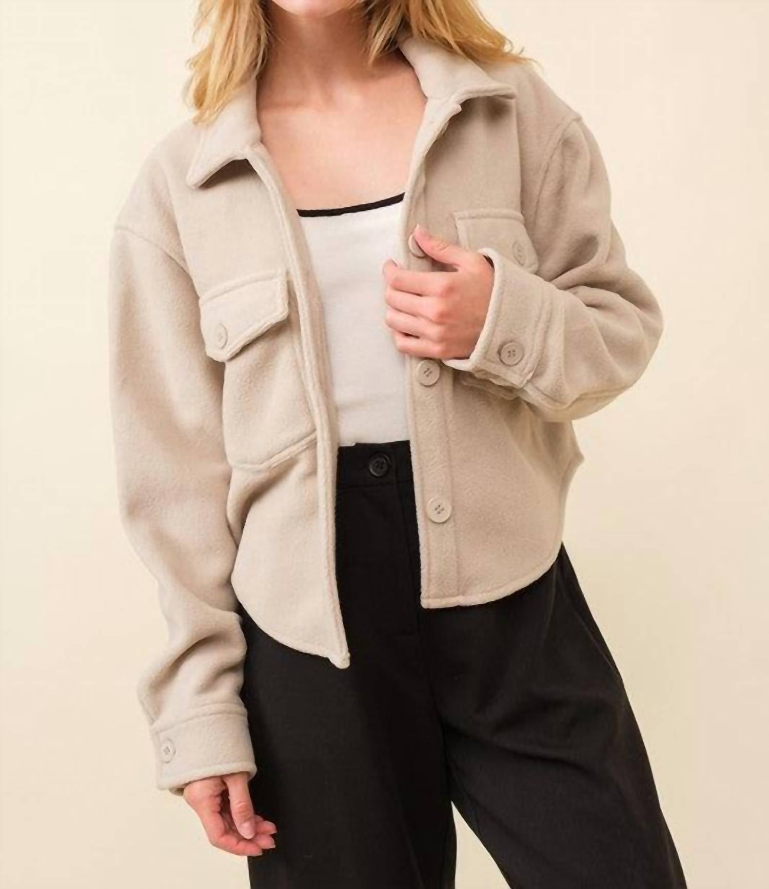 Hersy Fleece Pocket Jacket in beige - women's jacket
