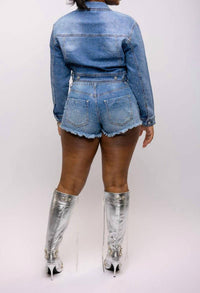 Vibrant Miu - Starlight Cropped Denim Jacket