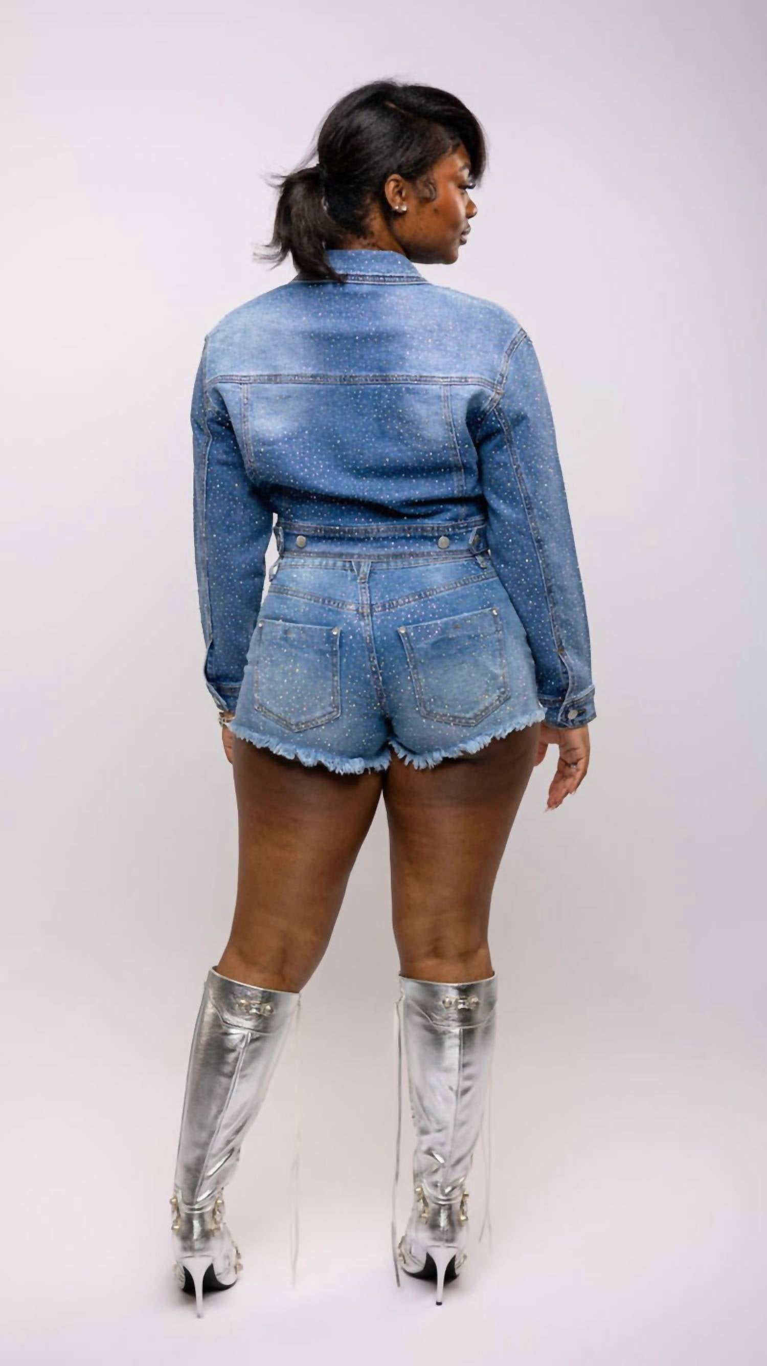 Vibrant Miu - Starlight Cropped Denim Jacket