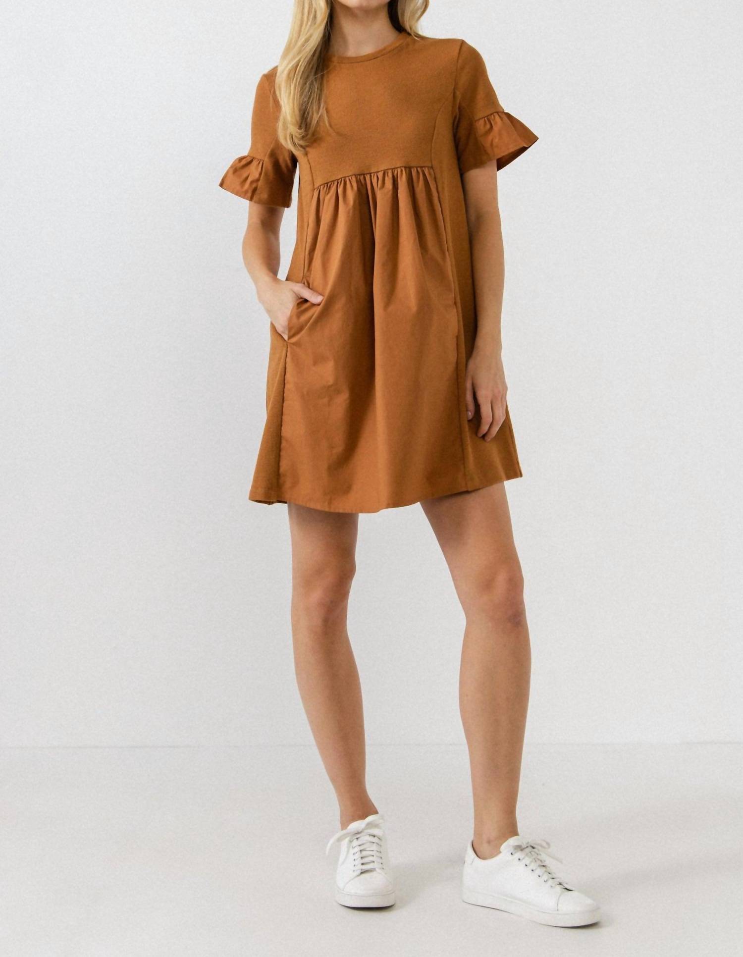 English Factory - Mixed Media Short-sleeve Mini Dress