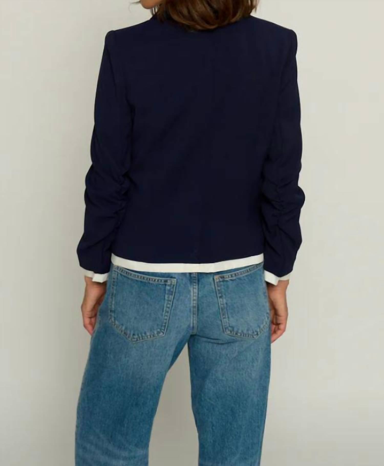 Central Park West - Single-breasted Scrunched Sleeve Blazer