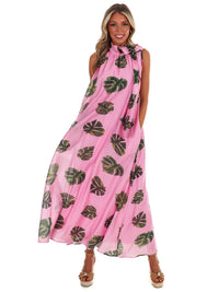 Entro - Palm Haven Halter Neck Maxi Dress