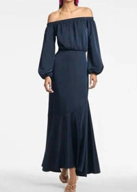 SACHIN & BABI Kai Satin Crepe Off Shoulder Dress in midnight blue - women's dress