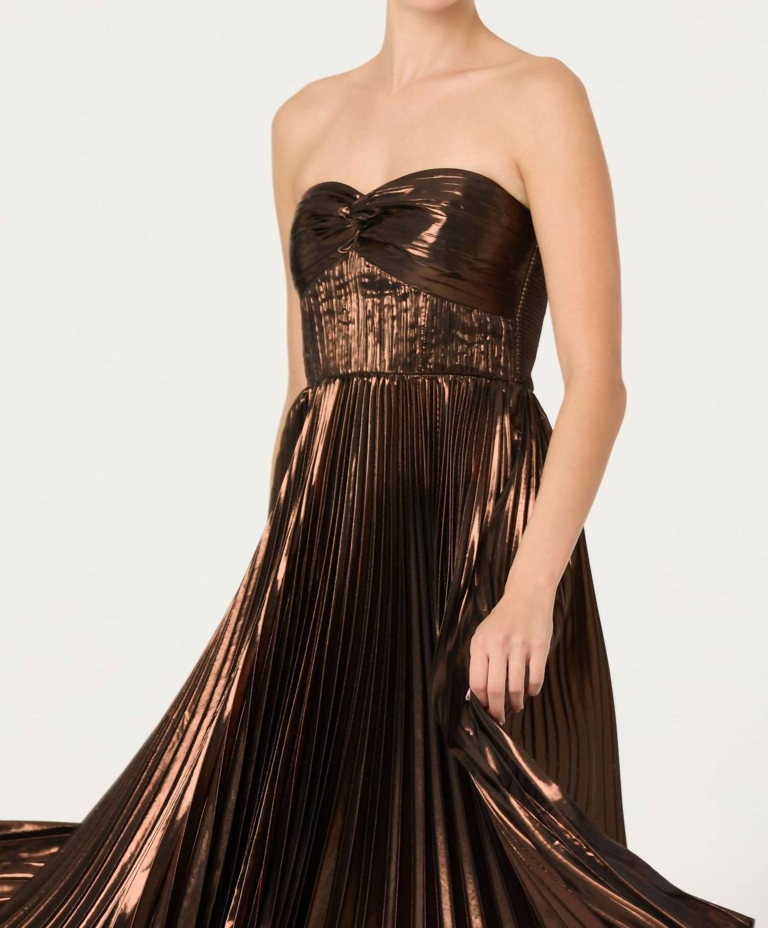 ASTR the Label | Ascella Pleated Midi Dress in Metallic Brown | Size M ASTR the Label | Ascella Pleated Midi Dress in Metallic Brown | Size M