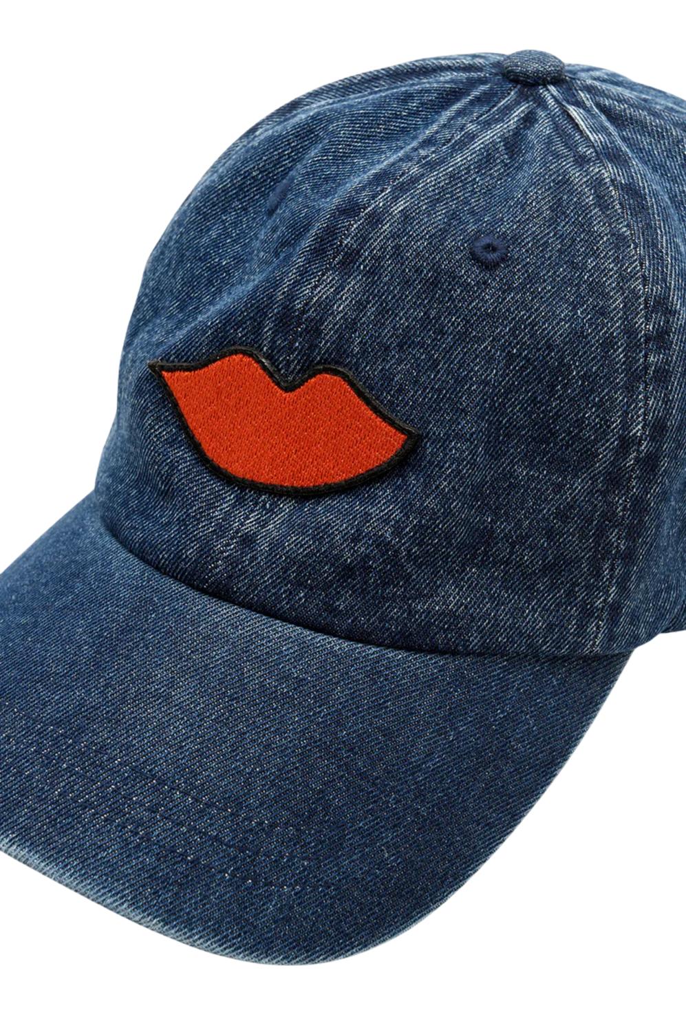 Clare V. - Denim Lips Patch Baseball Hat