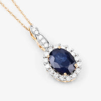 Diana M Jewels Women's Oval Natural Sapphire Pendant Necklace (1.79 Ct) - Classic in 14k yellow gold - women's jewelry - detail view