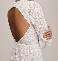 DRESS THE POPULATION Lyra Puff-sleeve Tiered Embroidered Gown in white - women's dress - alternate view