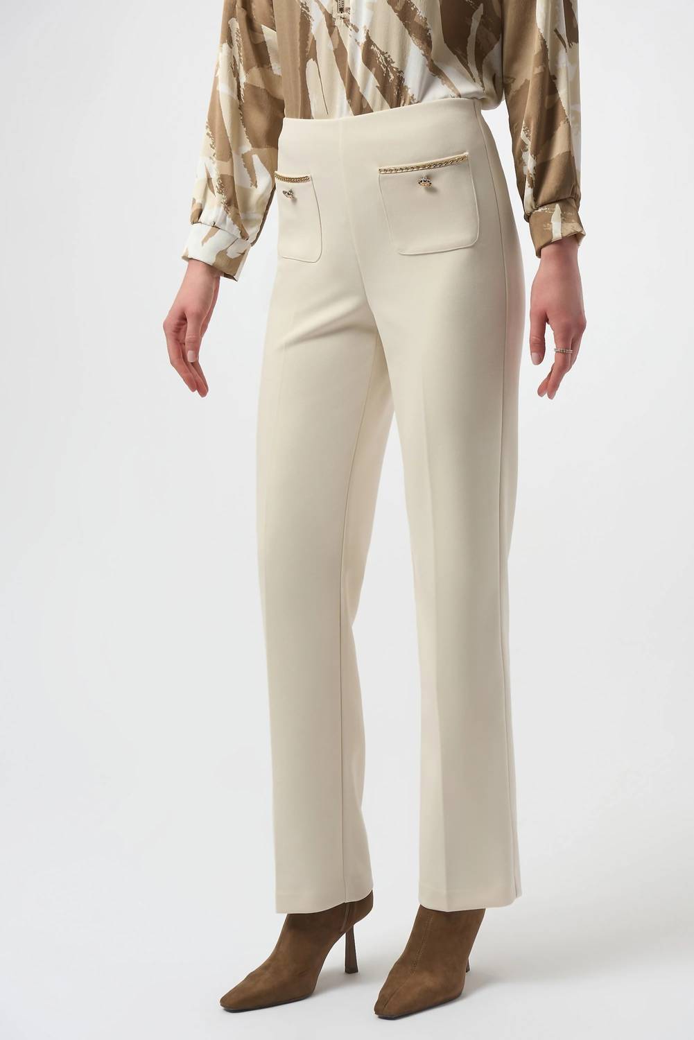 Joseph Ribkoff - Chain Detail Pull On Straight Leg Pants