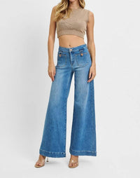 Risen - Front Patch Pocket Wide Leg Jean