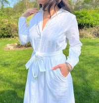 NIBI MTK Nico Midi Shirt Dress in white dobby - women's dress - view 4