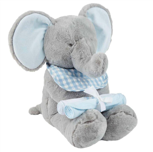 Mudpie - Unisex Kids Elephant Gift Plush Bib Set