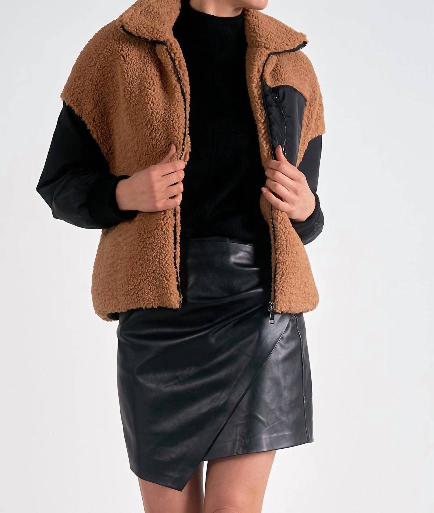 ELAN Faux Fur Jacket in brown - women's jacket - view 4
