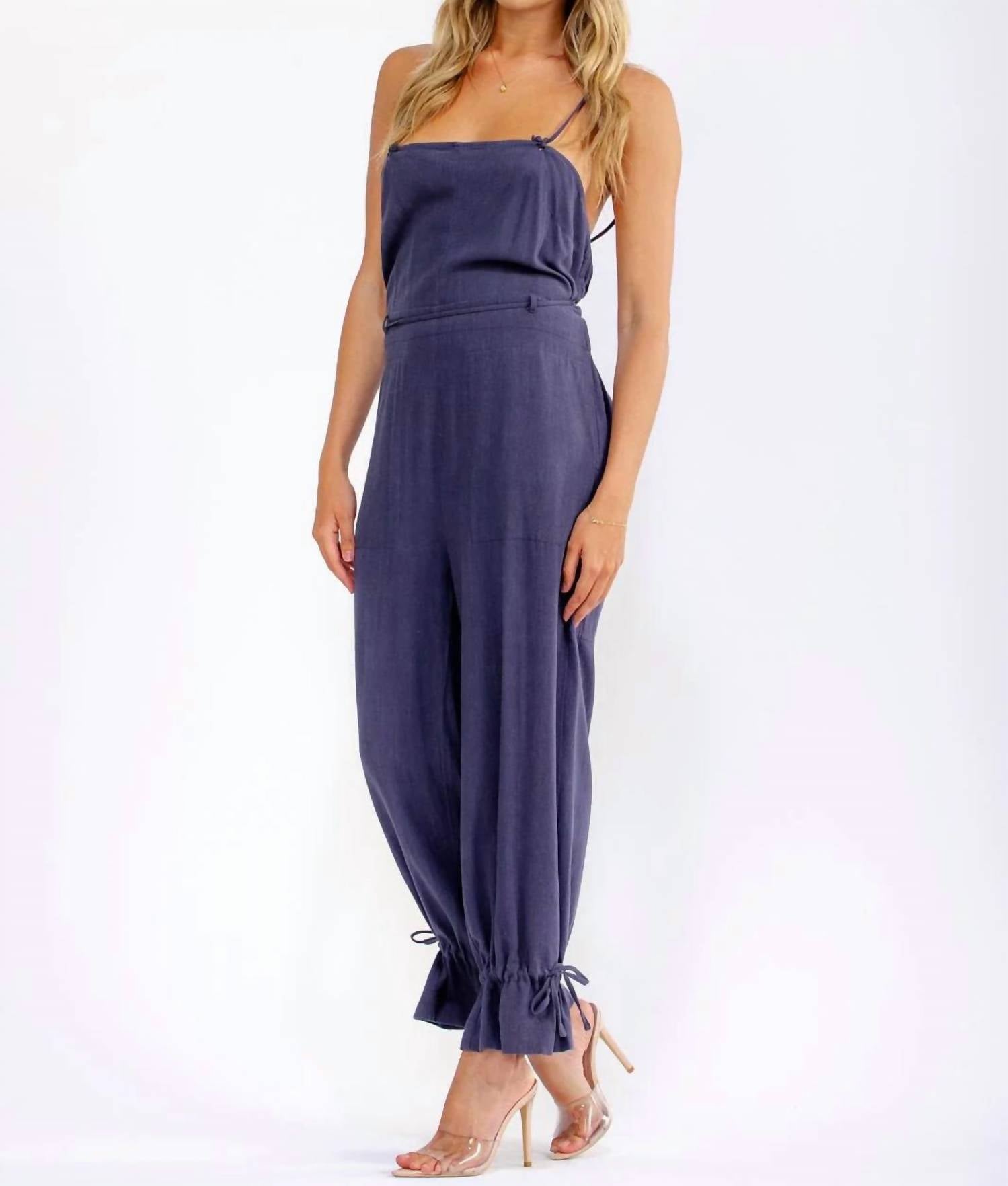 Little Secret Of Mine - Sleeveless Square Neck Open Back Jumpsuit