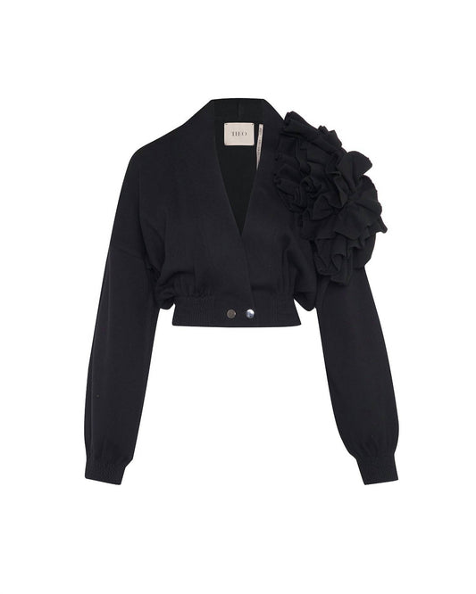 Theo The Label - Nomia Cropped Rosette Cardigan