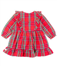 RuffleButts Kid's Tis The Season Ruffle Dress in red - kids' dress - alternate view