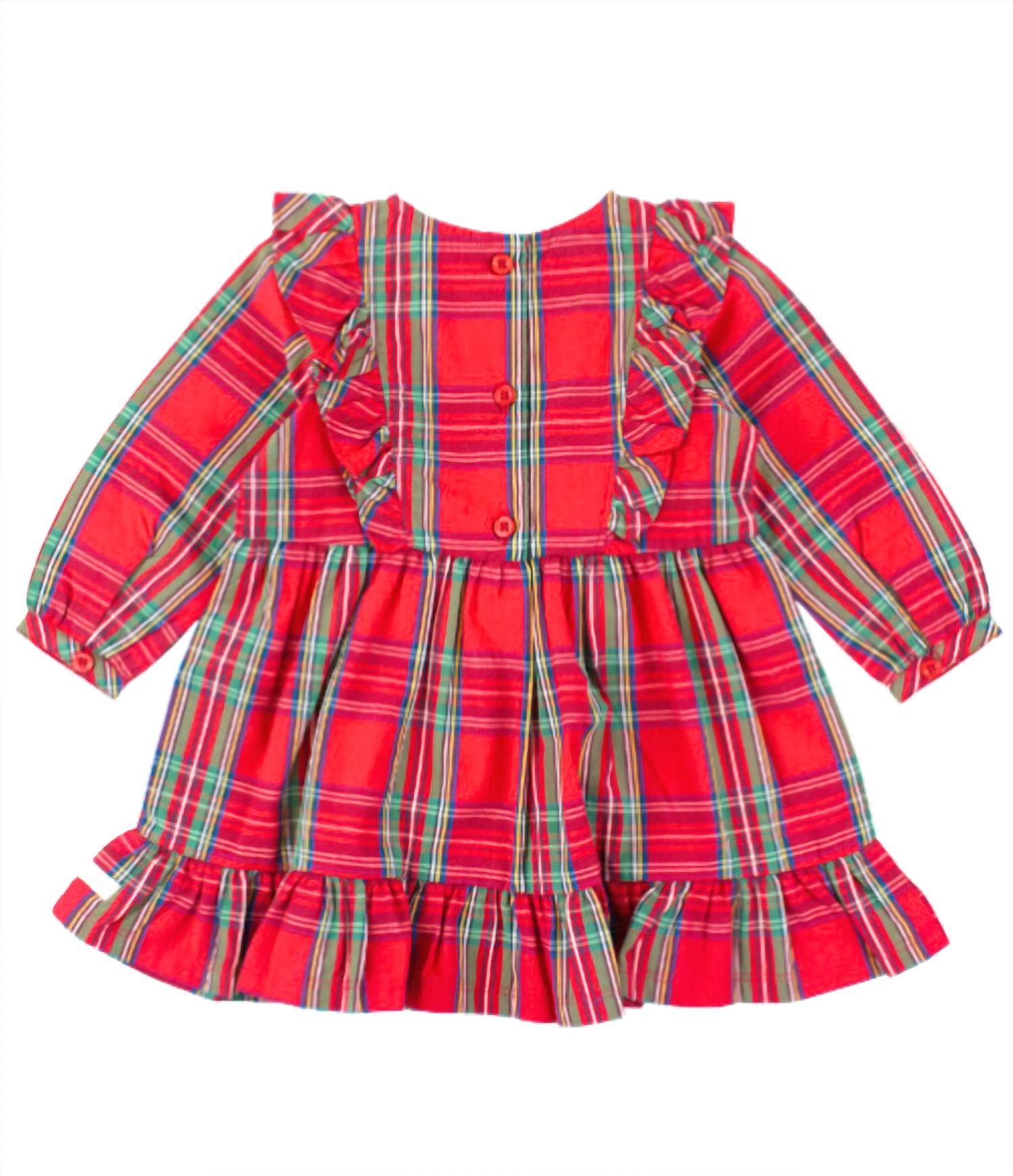 RuffleButts Kid's Tis The Season Ruffle Dress in red - kids' dress - alternate view