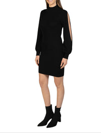 Love Token - Bubble Sleeve Knit Mini Dress
