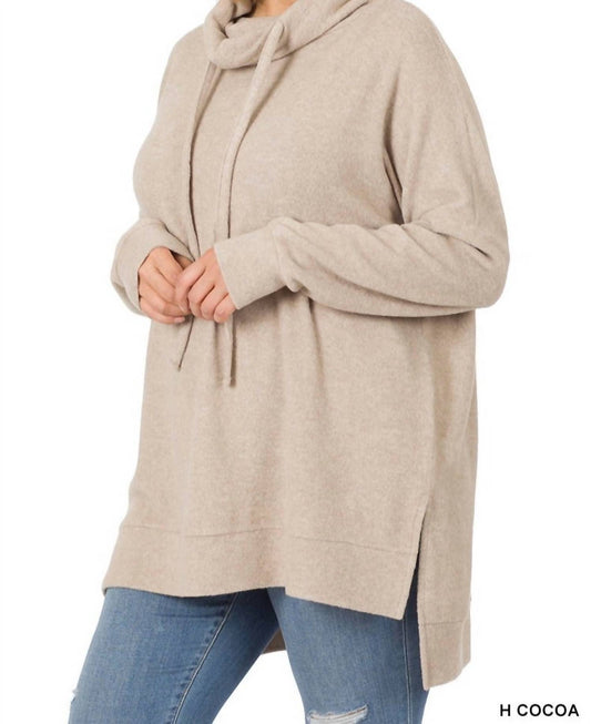 Zenana - Brushed Melange Funnel Neck Sweater