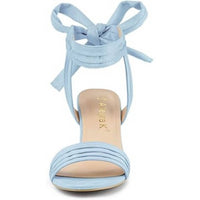 Allegra K - Women's Open Toe Ankle Tie 2.5" Block Heels Sandals