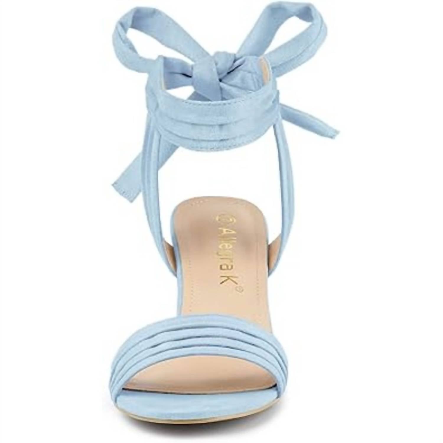 Allegra K - Women's Open Toe Ankle Tie 2.5" Block Heels Sandals