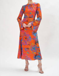 RONNY KOBO Mara Midi Dress in tie dye orange - women's dress