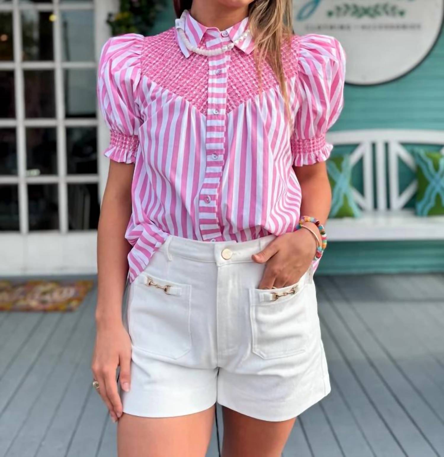 Entro - Classic Button-down Stripe Top