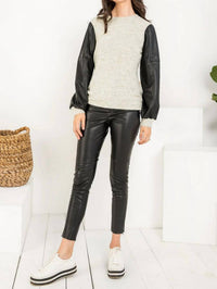 Thml - Knit and Leather Long Sleeve Top